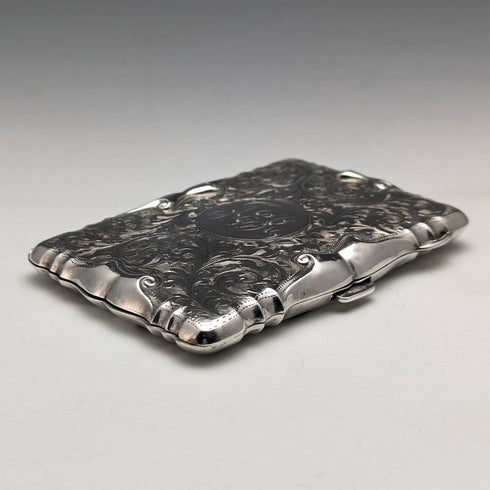 1909 British Antique Sterling Silver Card Case 63g Cohen and Charles